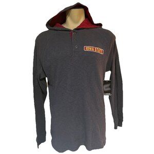 Iowa State Cyclones Colosseum Grey Hooded Waffle Henley LS Shirt Men's L NEW
